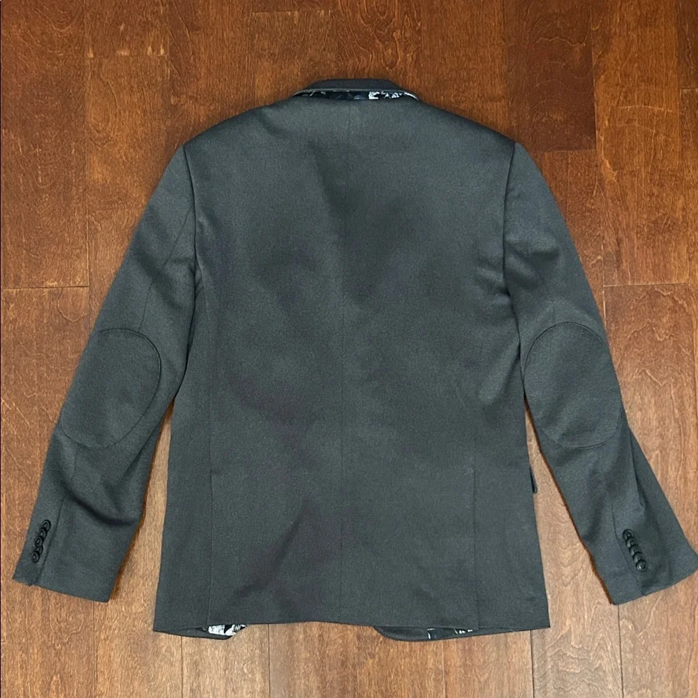 Soul of London Men’s Blazer in Gray and Black, Elbow Patches, Size 40R